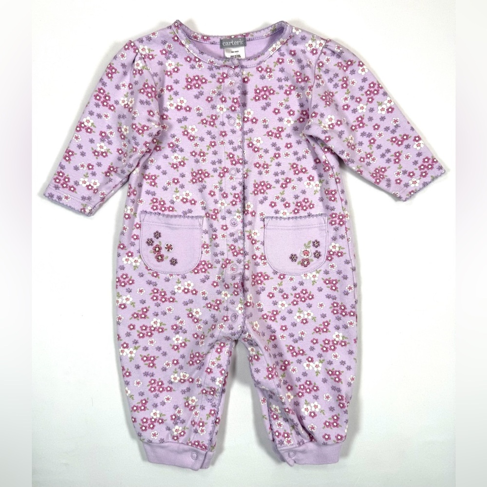 CARTER’S Lavender Floral Footless One‎ Piece Romper Baby Girls Size 6M